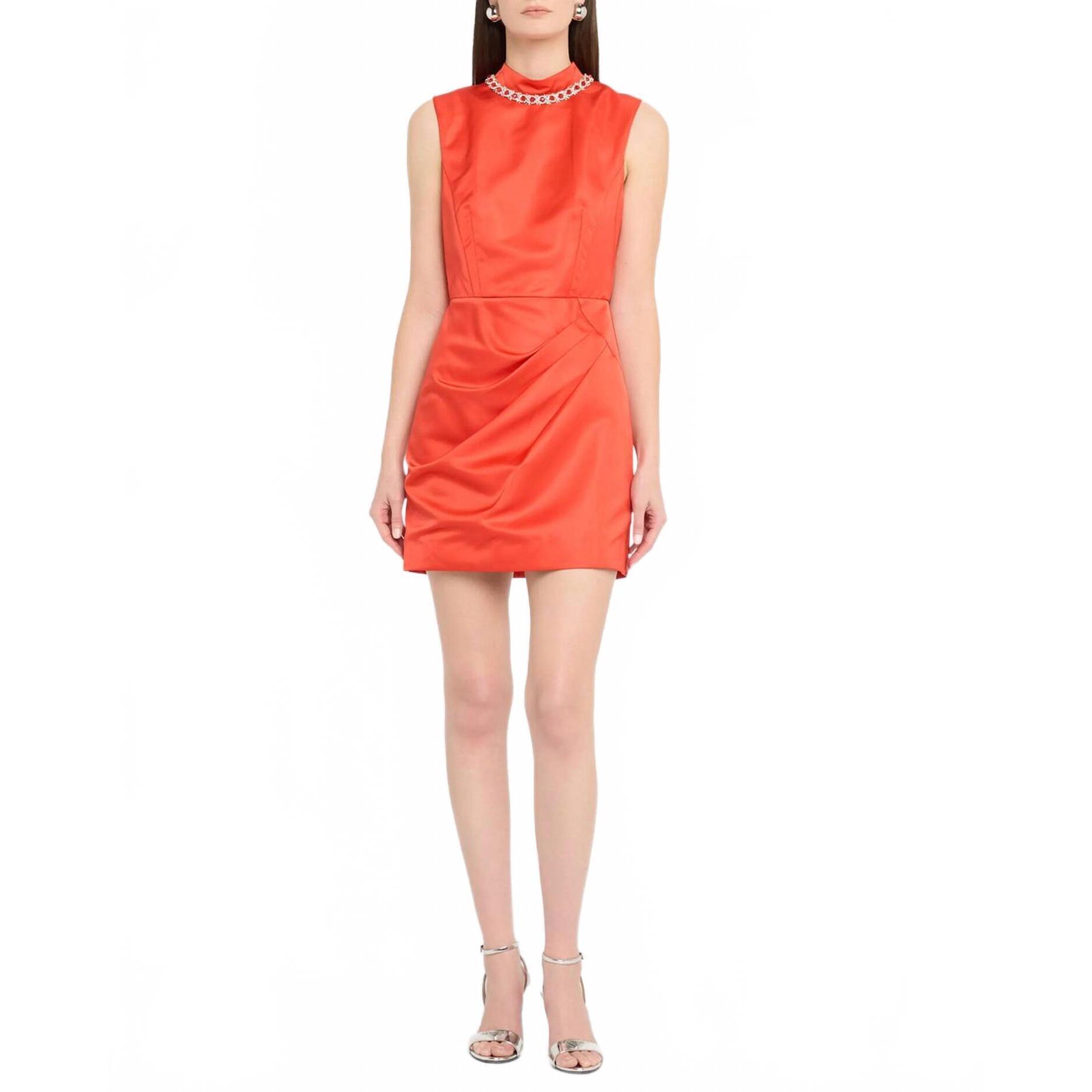 New Saloni Flora Short Dress In Bright Scarlet